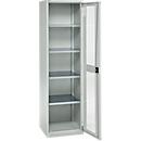 Schäfer Shop Genius metalen materiaalkast FS, met kijkvenster, ventilatiegaten, B 545 x D 520 x H 1950 mm, 5 OH, tot 250 kg, lichtgrijs/lichtgrijs