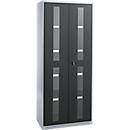 Schäfer Shop Genius metalen materiaalkast FS, met kijkvenster, ventilatiegaten, B 810 x D 520 x H 1950 mm, 5 OH, tot 300 kg, blank alu.kleurig/blank alu.kleurig