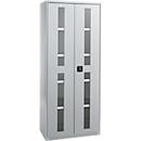 Schäfer Shop Genius metalen materiaalkast FS, met kijkvenster, ventilatiegaten, B 810 x D 520 x H 1950 mm, 5 OH, tot 300 kg, blank alu.kleurig/blank alu.kleurig