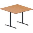 Schäfer Shop Genius MODENA FLEX aanbouwtafel, in hoogte verstelbaar, vierkant, T-voet ronde buis, B 1000 x D 1000 mm, beukendecor 