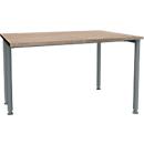 Schäfer Shop Genius MODENA FLEX bureau, breedte 1200 mm, aan één zijde ingekort, eiken/wit aluminium