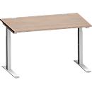 Schäfer Shop Genius MODENA FLEX bureau, C-poot rechthoekige buis, B 1200 x D 800 mm, eiken decor/wit aluminium