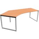 Schäfer Shop Genius MODENA FLEX escritorio angular, 135°, pata de soporte, fijación a la izquierda, de B, 2165 mm de ancho, acabado haya