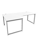 Schäfer Shop Genius MODENA FLEX escritorio angular, 90°, pata de soporte, fijación a la izquierda, An 2000 mm, blanco