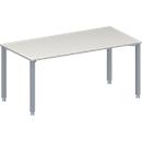 Schäfer Shop Genius MODENA FLEX meeting table, height adjustable, rectangular shape, 4 square tubular legs, W 1600 x D 800 mm, without connection frame, light grey