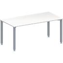 Schäfer Shop Genius MODENA FLEX meeting table, height adjustable, rectangular shape, 4 square tubular legs, W 1600 x D 800 mm, without connection frame, white