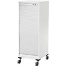 Schäfer Shop Genius Multimobil, L 450 x P 500 x H 1220 mm, volet roulant en plastique, avec roulettes, verrouillable, blanc