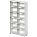 Schäfer Shop Genius open kast TETRIS WOOD, 6 OH, hoogte incl. glijders, tussenschot midden, B 1200 mm, lichtgrijs