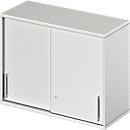 Schäfer Shop Genius Opzetkast met schuifdeuren TETRIS WOOD, 2 ordnerhoogten, B 1000 mm, hoogte incl. glijders, lichtgrijs