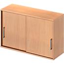 Schäfer Shop Genius Opzetkast met schuifdeuren TETRIS WOOD, 2 ordnerhoogten, B 1200 mm, hoogte incl. glijders, beukenpatroon