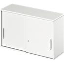 Schäfer Shop Genius Opzetkast met schuifdeuren TETRIS WOOD, 2 ordnerhoogten, B 1200 mm, hoogte incl. glijders, wit