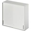 Schäfer Shop Genius Opzetkast met schuifdeuren TETRIS WOOD, 3 ordnerhoogten, B 1200 mm, lichtgrijs