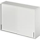 Schäfer Shop Genius Opzetkast met schuifdeuren TETRIS WOOD, 3 ordnerhoogten, B 1600 mm, lichtgrijs