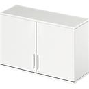 Schäfer Shop Genius Opzetkast TETRIS WOOD, 2 ordnerhoogten, B 1200 mm, afsluitbaar, wit