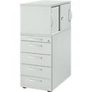 Schäfer Shop Genius pedestal with top cabinet incl. sliding door, completely lockable, round handle, light gray