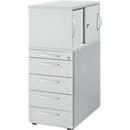 Schäfer Shop Genius pedestal with top cabinet incl. sliding door, completely lockable, round handle, light gray