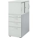 Schäfer Shop Genius pedestal with top cabinet incl. sliding door, completely lockable, round handle, light gray