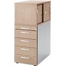 Schäfer Shop Genius pedestal with top cabinet incl. sliding door, completely lockable, round handle, oak/white-aluminum