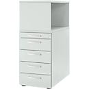 Schäfer Shop Genius pedestal with top shelf, lockable, round handle, light gray