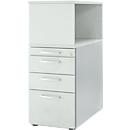 Schäfer Shop Genius pedestal with top shelf, lockable, round handle, light gray