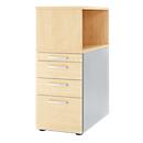 Schäfer Shop Genius pedestal with top shelf, lockable, round handle, maple