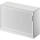 Schäfer Shop Genius Querrollladenschrank TETRIS SOLID, 2 OH, B 1200 mm, inkl. 19 mm Abdeckplatte, lichtgrau/weißalu/weißalu