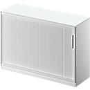Schäfer Shop Genius Querrollladenschrank TETRIS SOLID, 2 OH, B 1200 x T 413 x H 818 mm, mit Boden und Abdeckplatte, lichtgrau/weißalu 