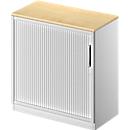 Schäfer Shop Genius Querrollladenschrank TETRIS SOLID, 2 OH, B 800 mm, inkl. 19 mm Abdeckplatte, Buche-Dekor/weißalu/weißalu