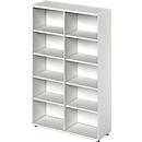 Schäfer Shop Genius Regal TETRIS WOOD, 5 OH, Höhe inkl. Gleiter, B 1200 mm, lichtgrau 