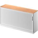 Schäfer Shop Genius Roldeurkast TETRIS SOLID, 2 ordnerhoogten, B 1600 mm, incl. 19 mm afdekplaat, beukenpatroon/blank aluminium/blank aluminium
