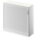 Schäfer Shop Genius Roldeurkast TETRIS SOLID, 3 ordnerhoogten, B 1200 x D 413 x H 1170 mm, met legborden en afdekplaat, wit/blank aluminium 
