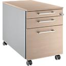 Schäfer Shop Genius Rollcontainer 126, mit Griff eckig, B 435 x H 577 mm, weissalu/Eiche-Dekor