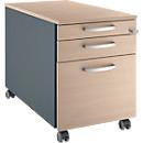 Schäfer Shop Genius Rollcontainer 126, mit Griff rund, B 435 x H 577 mm, Eiche-Dekor/anthrazit
