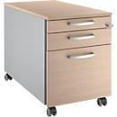 Schäfer Shop Genius Rollcontainer 126, mit Griff rund, B 435 x H 577 mm, Eiche-Dekor/weißalu