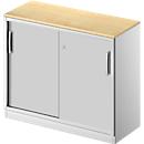 Schäfer Shop Genius Schiebetürenschrank TETRIS SOLID, 2 OH, B 1000 mm, inkl. 19 mm Abdeckplatte, Ahorn-Dekor/weißalu