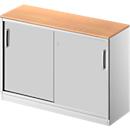 Schäfer Shop Genius Schiebetürenschrank TETRIS SOLID, 2 OH, B 1200 mm, inkl. 19 mm Abdeckplatte, Buche-Dekor/weißalu