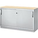Schäfer Shop Genius Schiebetürenschrank TETRIS SOLID, 2 OH, B 1200 x H 818 mm, Mitteltrennwand, 19 mm Abdeckplatte, Ahorn/weißalu 