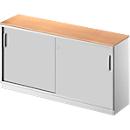 Schäfer Shop Genius Schiebetürenschrank TETRIS SOLID, 2 OH, B 1600 mm, inkl. 19 mm Abdeckplatte, Buche-Dekor/weißalu