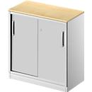 Schäfer Shop Genius Schiebetürenschrank TETRIS SOLID, 2 OH, B 800 mm, inkl. 19 mm Abdeckplatte, Ahorn-Dekor/weißalu