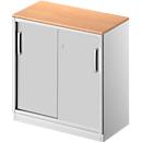 Schäfer Shop Genius Schiebetürenschrank TETRIS SOLID, 2 OH, B 800 mm, inkl. 19 mm Abdeckplatte, Buche-Dekor/weißalu