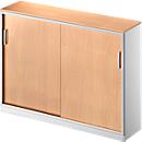 Schäfer Shop Genius Schiebetürenschrank TETRIS SOLID, 3 OH, 2 Fachböden, B 1600 mm, 19 mm Abdeckplatte, Buche-Dekor/weißalu