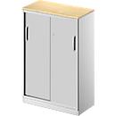 Schäfer Shop Genius Schiebetürenschrank TETRIS SOLID, 3 OH, 2 Fachböden, B 800 mm, 19 mm Abdeckplatte, Ahorn-Dekor/weißalu