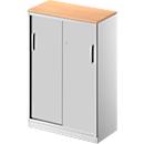 Schäfer Shop Genius Schiebetürenschrank TETRIS SOLID, 3 OH, 2 Fachböden, B 800 mm, 19 mm Abdeckplatte, Buche-Dekor/weißalu