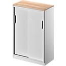 Schäfer Shop Genius Schiebetürenschrank TETRIS SOLID, 3 OH, 2 Fachböden, B 800 mm, 19 mm Abdeckplatte, Kirsche Romana/weißalu