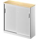 Schäfer Shop Genius Schiebetürenschrank TETRIS SOLID, 3 OH, B 1200 x H 1170 mm, Mitteltrennwand, 19 mm Abdeckplatte, Ahorn/weißalu