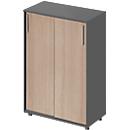 Schäfer Shop Genius Schiebetürenschrank TETRIS WOOD, 3 OH, B 800 mm, Höhe inkl. Gleiter, graphit/Eiche