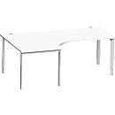 Schäfer Shop Genius Schreibt. 90° li, 4-F, VKTWinkelschreibtisch MODENA FLEX 90°,Ansatz links, B 2000 mm, weiß