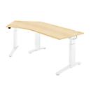 Schäfer Shop Genius Schreibtisch 135° Planova Ergostyle , Ansatz links, man. höheneinstellbar, B 2165 x T 800 mm , Ahorn-Dekor/weiß