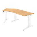 Schäfer Shop Genius Schreibtisch 135° Planova Ergostyle , Ansatz links, man. höheneinstellbar, B 2165 x T 800 mm , Buche-Dekor/weiß