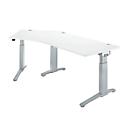 Schäfer Shop Genius Schreibtisch 135° Planova Ergostyle , Ansatz links, man. höheneinstellbar, B 2165 x T 800 mm , weiß/weißalu
